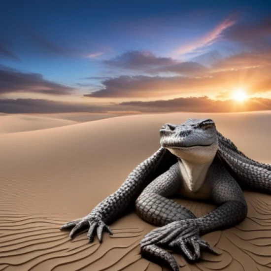 systemic thinker crocodile working in the desert